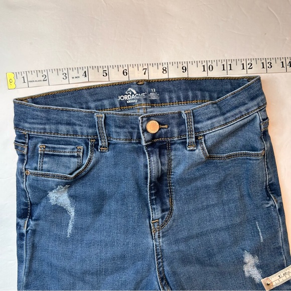 Jordache Skinny Jeans Girl’s Kids Blue Jeans Adjustable Waistband Size 12 - Picture 7 of 15